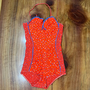 Vintage 60s 50's Penneys Womens Romper Floral Halter 36 Smocked Playsuit XX16